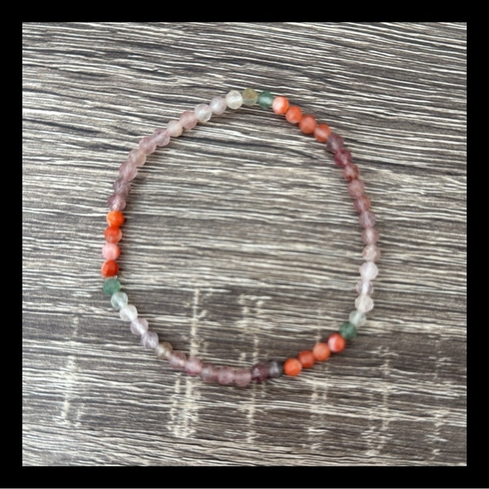 Handcrafted sunstone jade gemstone bead stretchy bracelet earth girl wanderlust